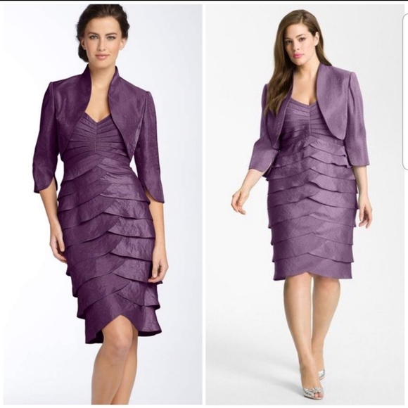 Adrianna Papell Dresses & Skirts - Adrianna Papell Tiered Dress and Jacket, Size 12P